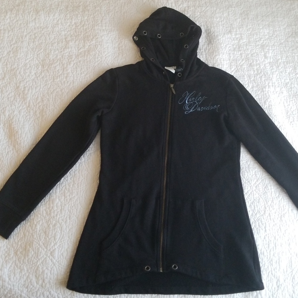 Harley Davidson zip front hooded sweater